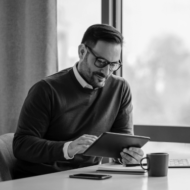 A man checking his device