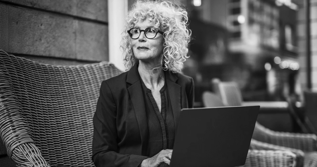 A woman working on her computer