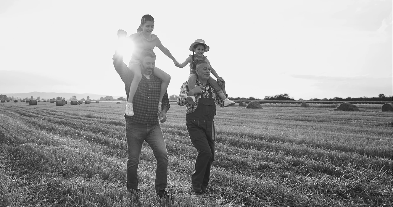 A family out playing in the field