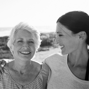 A woman embracing her mom