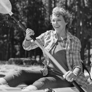 A woman out on a kayak for her first time
