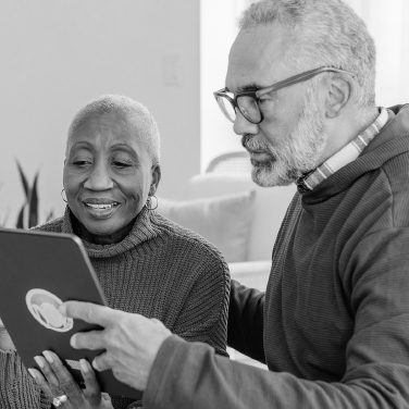 A couple looking at their retirement options